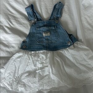 OshKosh B'gosh Denim and White Eyelet Overalls